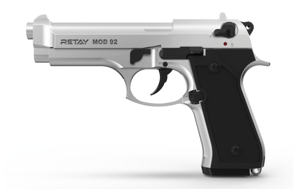 Retay Mod 92 Blank Gun Chrome – High-Quality 9mm Blank gun for Sale