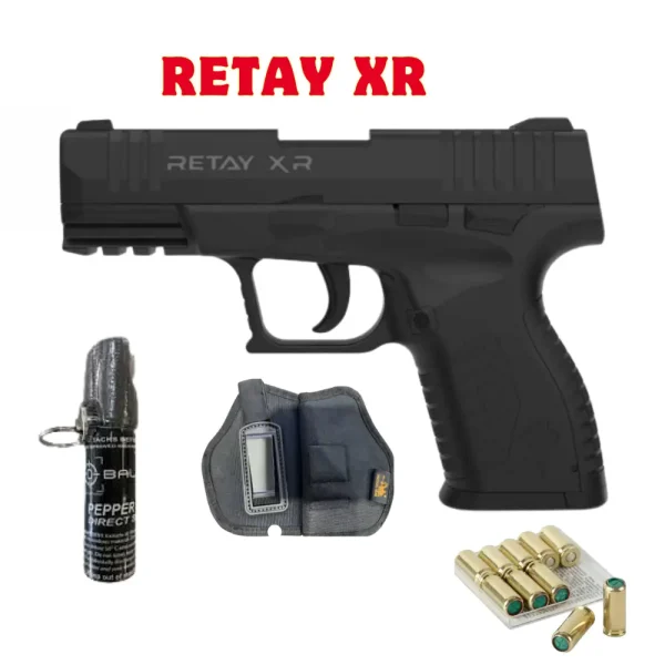 Retay XR Blank Gun with Pepper Spray, Holster, and 10 Bullets