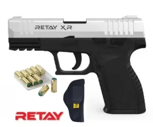 Retay XR Chrome Blank Gun – Includes Holster and 10 Bullets