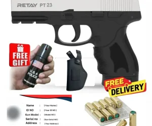 Retay pt23 Chrome with Card Permit Holster Peper Spray and 10 Bullets