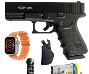 Kuzey GN19 Blank Gun Black, with Watch, Holster, Peper spray& 50 Bullets