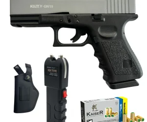 Kuzey GN19 gray Slide blank gun, Holster, Taser, & 50 Bullets