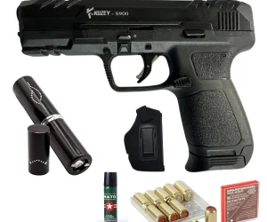 Kuzey S900 blank Gun, stun gun, holster, 10 paper bullets, & peper spary